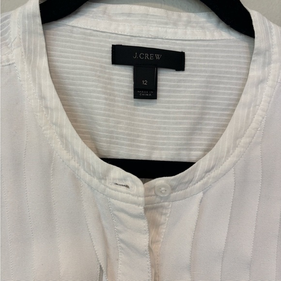 J. Crew White Pleated Bib Collar Long Sleeve Shirt - Picture 3 of 6